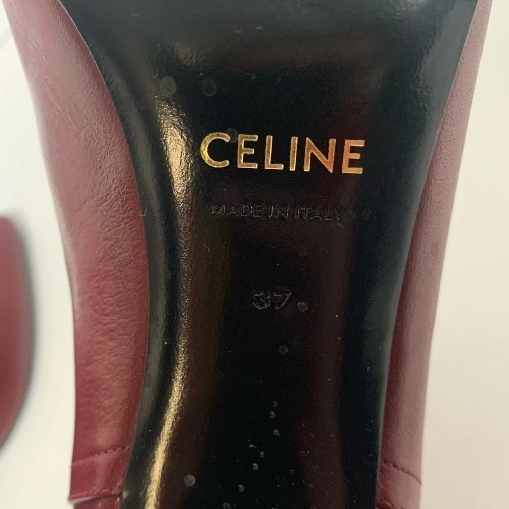 Celine Jodhpur Burgundy Leather Triangle Heel Ankle Booties